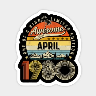 Awesome Since April 1980 Vintage 43rd Birthday Magnet