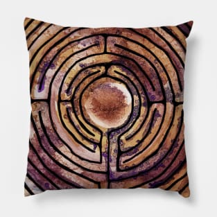 Watercolor Labyrinth Earth Tones Pillow