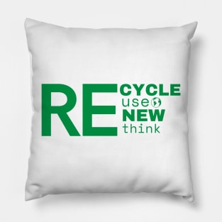 Recycle Reuse Renew Rethink Pillow