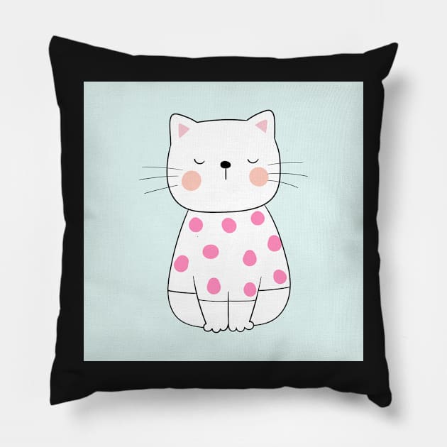 Cat in Polka Dots Pillow by greenoriginals