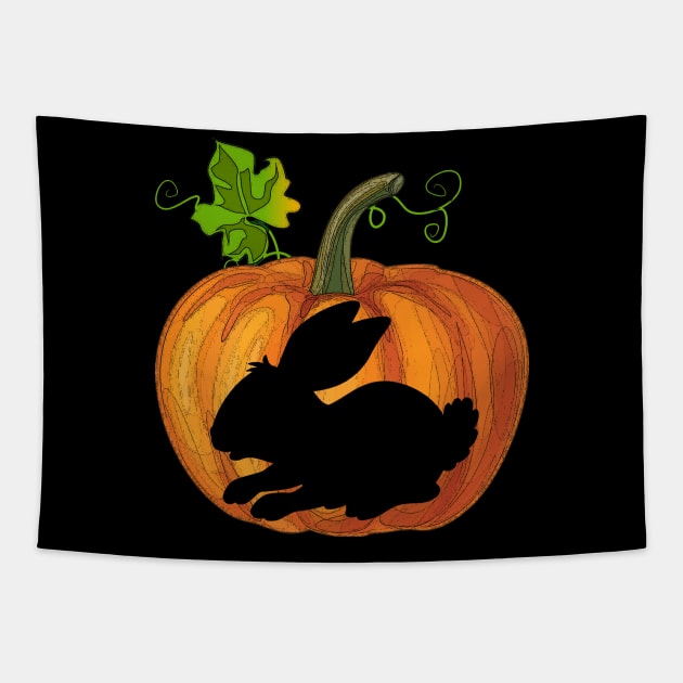 Bunny in pumpkin Tapestry by Flavie Kertzmann