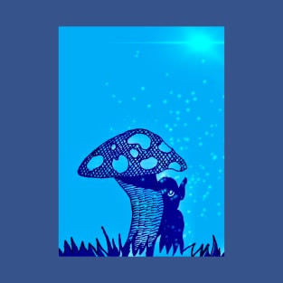 Elf Hiding Under Toadstool at Night T-Shirt