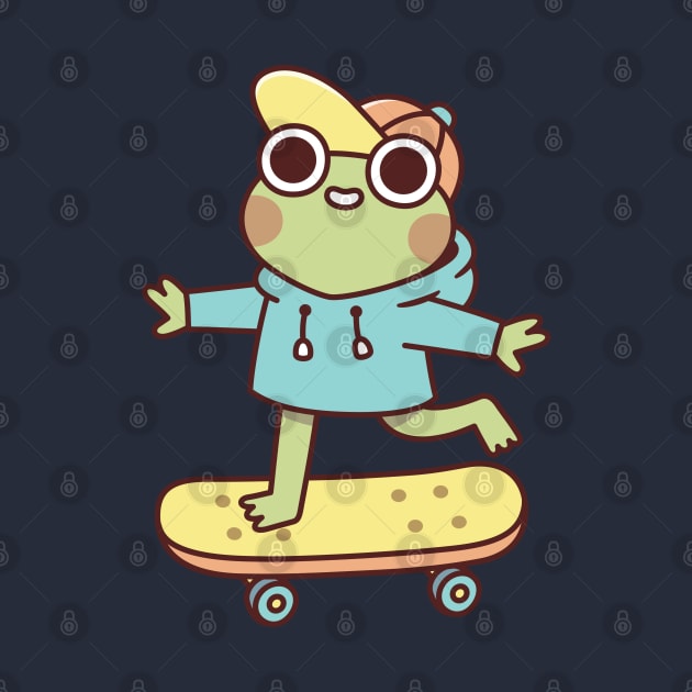 Cute Skateboarding Frog by rustydoodle