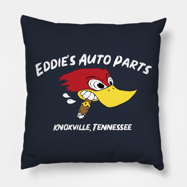 Eddie's Auto Parts Pillow by ilrokery