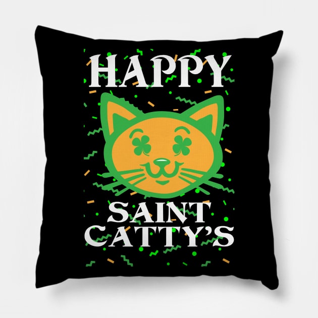 Happy St Catty's Day - St Patricks Day Pillow by fromherotozero