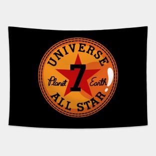 Universe 7 All Star Earth Tournament Of Power Anime Manga Logo Parody Tapestry