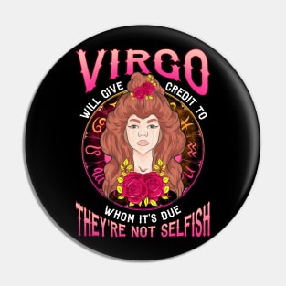 Zodiac Horoscope Virgo Girl They're Not Selfish Hippie Pin