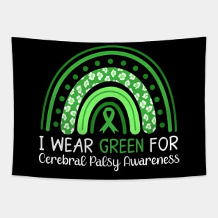 I Wear Green for Cerebral Palsy Leopard Rainbow Tapestry