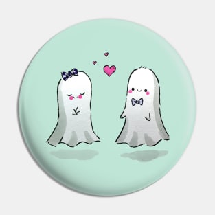 Cute Ghost Couple Fall in Love Pin