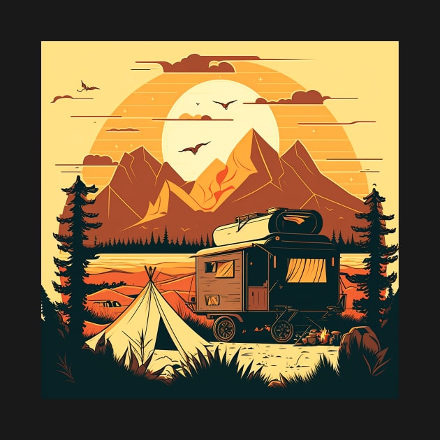 Camping Adventure Sunset, Camping Van by dukito