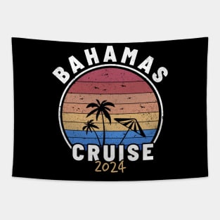 Bahamas Cruise 2024 - Sunset Retro Blue Tapestry