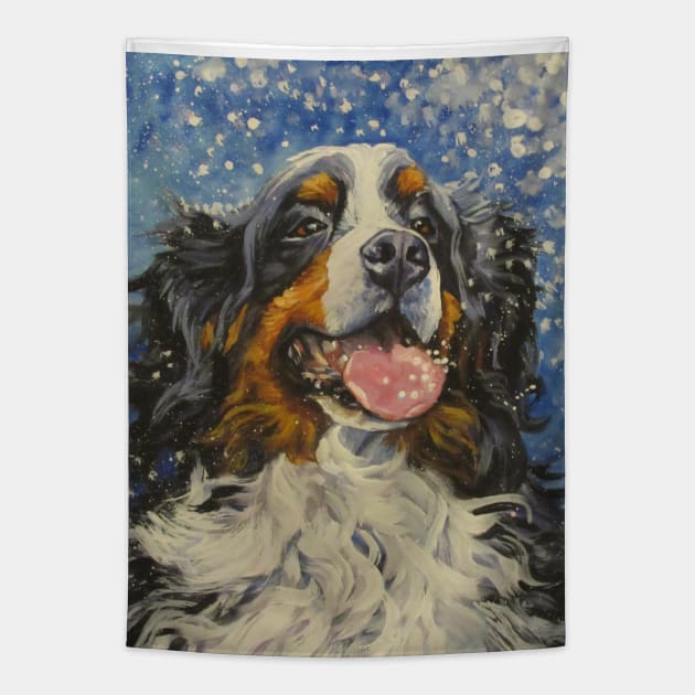 Bernese Mountain Dog Fine Art Painting Tapestry by LASHEPARD