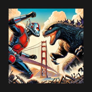 Godzilla vs Ant Man fan Art mashup T-Shirt