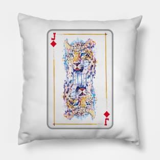 Leopard Head Jack of Diamonds Playing Card Pillow