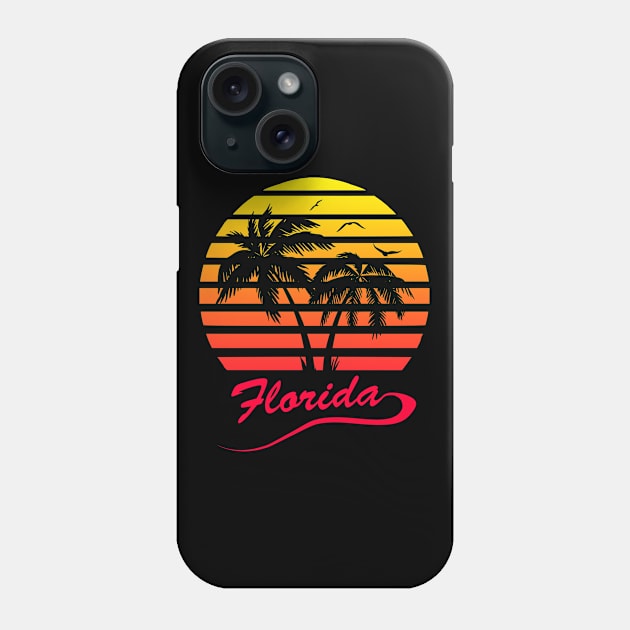 Florida 80s Tropical Sunset Phone Case by Nerd_art