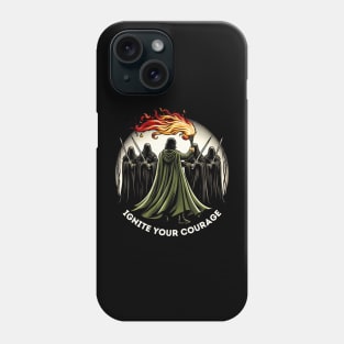 Ignite Your Courage - A Lone Guardian Confronts Shadowy Wraiths - Fantasy Phone Case