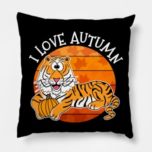 I Love Autumn Tiger Fall Thanksgiving Pillow