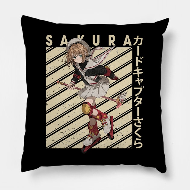 Graphic Sakura Girl Japanese Anime Pillow by WholesomeFood