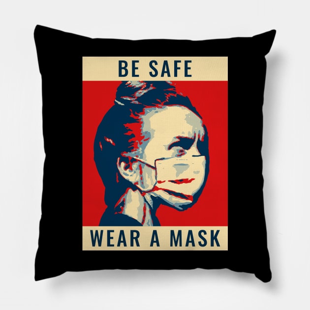 Be Safe Wear A Mask - Covid-19 Corona Virus SARS-CoV-2 Medical Student Medschool Gift Nurse Doctor Medicine Pillow by Medical Student Tees