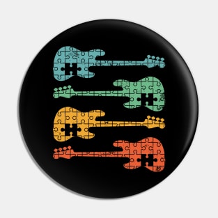 Bass Guitar Puzzle Cool Retro Colors Pin