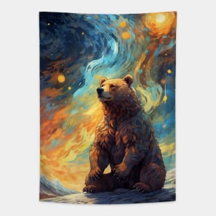 Bear in Van Gogh style Tapestry