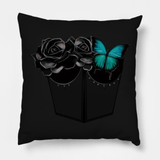 Eye contact dark roses corset with butterfly Pillow