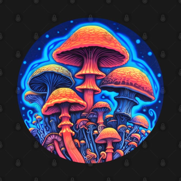 Glowing Mycelium: Neon Mushroom Magic by kbark