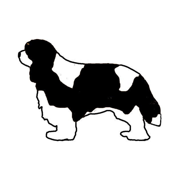 cavalier king charles spaniel black and white silhouette by Wanderingangel