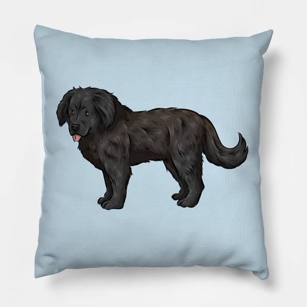 Cute Newfoundland Dog Pillow by Shirin Illustration