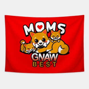 Funny Cute Mother Fox With Cubs Punny Original Cartoon Gift For Moms Tapestry