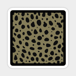 Olive Green and Black Cheetah Print Animal Print - Khaki Green Magnet