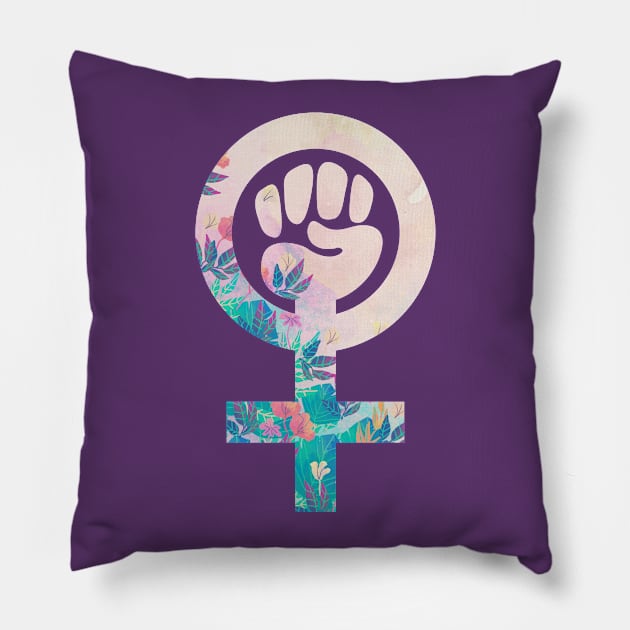 Feminist Raised Fist Pillow by Lazarino