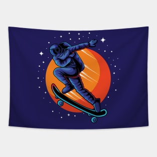 Skateboarding Astronaut in Outer Space Tapestry