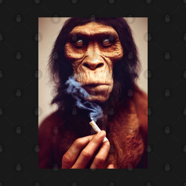 Smoker Neanderthal man by Nysa Design