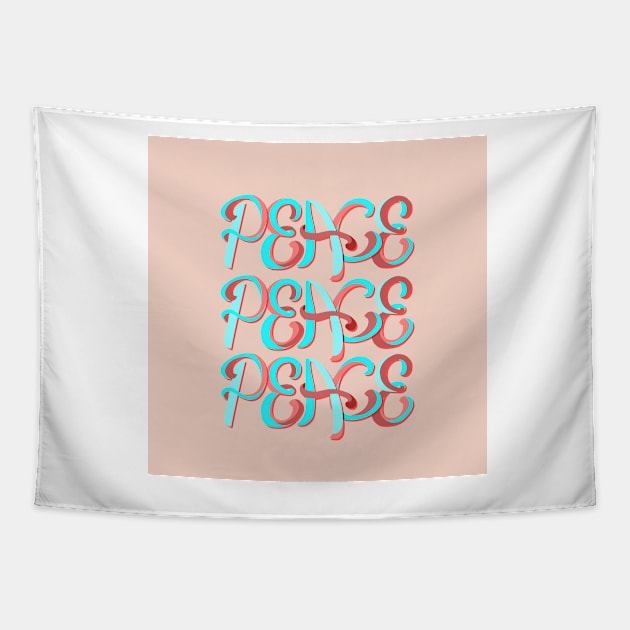 Peace quote colourful cute pink Tapestry by soycarola