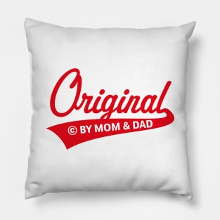 Original – © By Mom And Dad (Birth / Baby / Red) Pillow