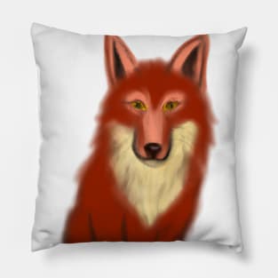 Cute Red Wolf Drawing Pillow