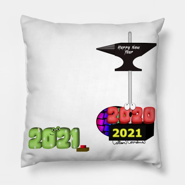 2021 Crushing 2020 with Happy New Year Anvil Pillow by ButterflyInTheAttic