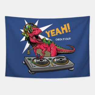 Dj Dinosaur Turntable Tapestry