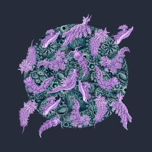 Ernst Haeckel Lilac Nudibranch  on Cerulean Sea Squirts T-Shirt