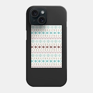 Fairisle pattern - turquoise & brown Phone Case