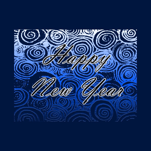 Happy New Year Swirls Blue by BlakCircleGirl