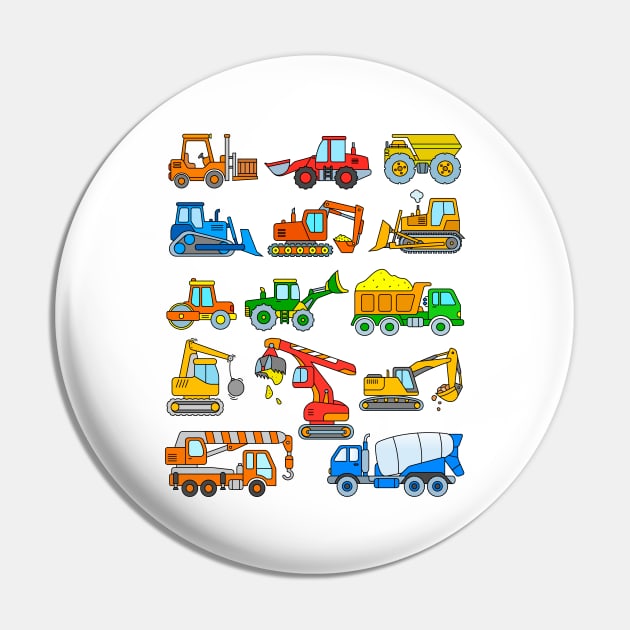 Excavator Dump Truck Dozer Concrete Mixer Construction Vehicles Pin by samshirts