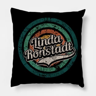 Linda Ronstadt // Retro Circle Crack Vintage Pillow