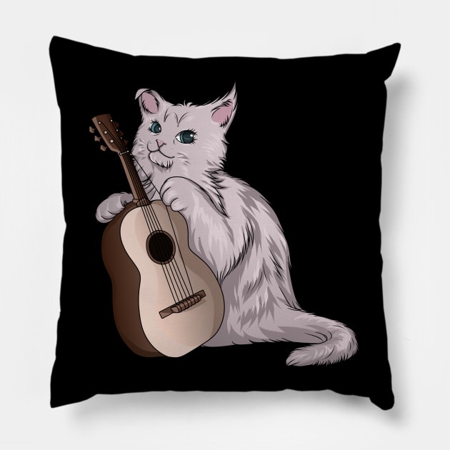 Beautiful cat is playing the guitar Pillow by Markus Schnabel