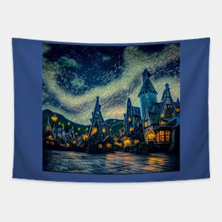 Starry Night Over Hogsmeade Village Tapestry