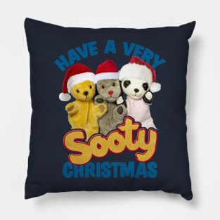 Sooty Christmas Have A Very Sooty Christmas Blue Text Pillow