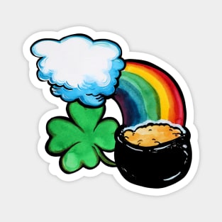 Pot of Gold At Rainbow's End Clover Magnet