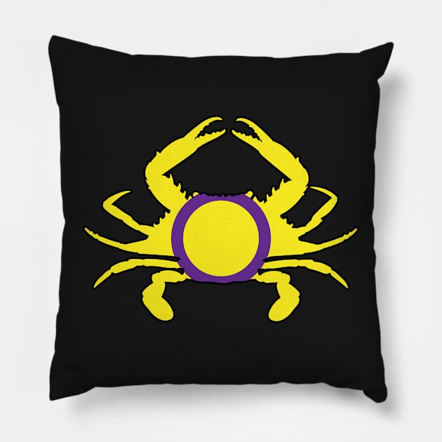 Blue Crab: Intersex Pride Pillow by ziafrazier