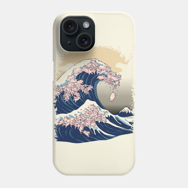 The Great Wave of Pigs Phone Case by huebucket